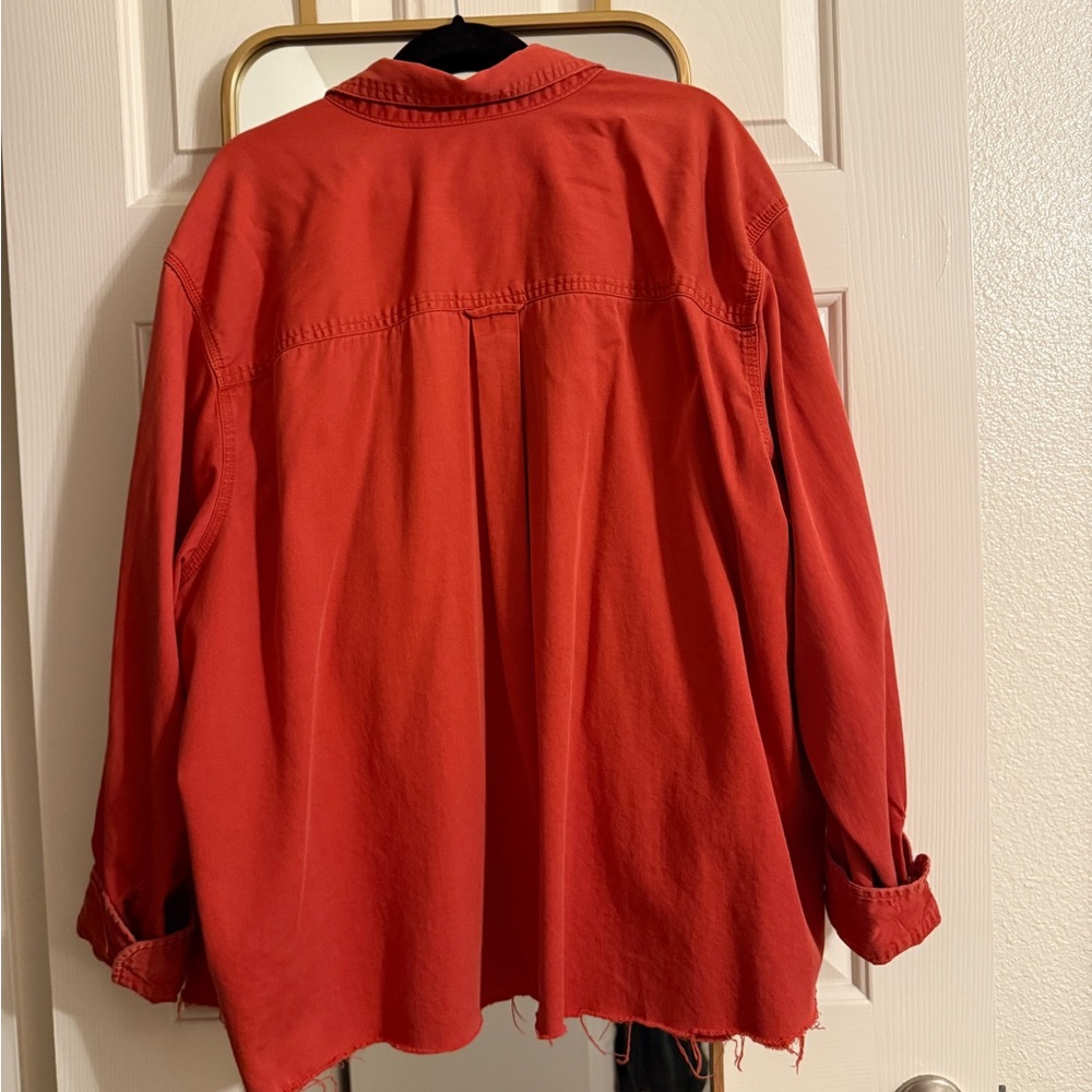 Red Orange Button-Up Shirt - Picture 2 of 4